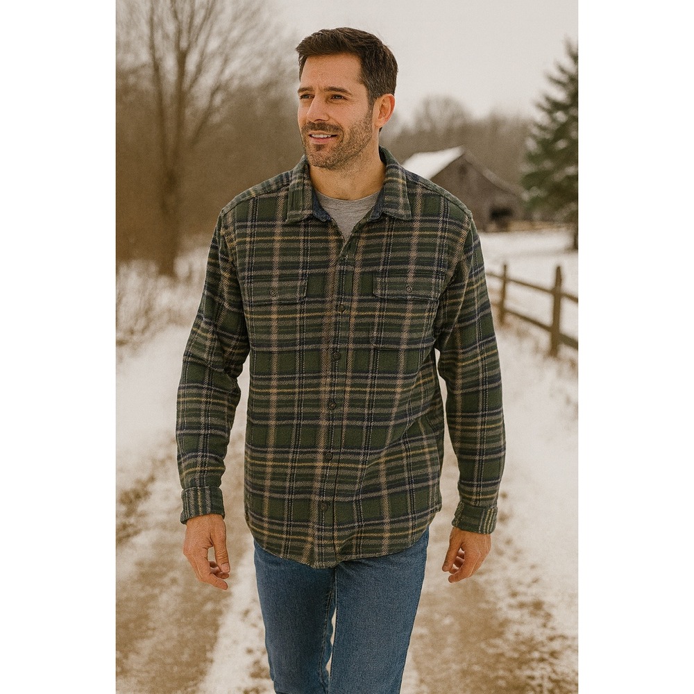 Woolrich Men's‎ Green Plaid Farmcore Workwear Flannel 2XL Button Up Shacket